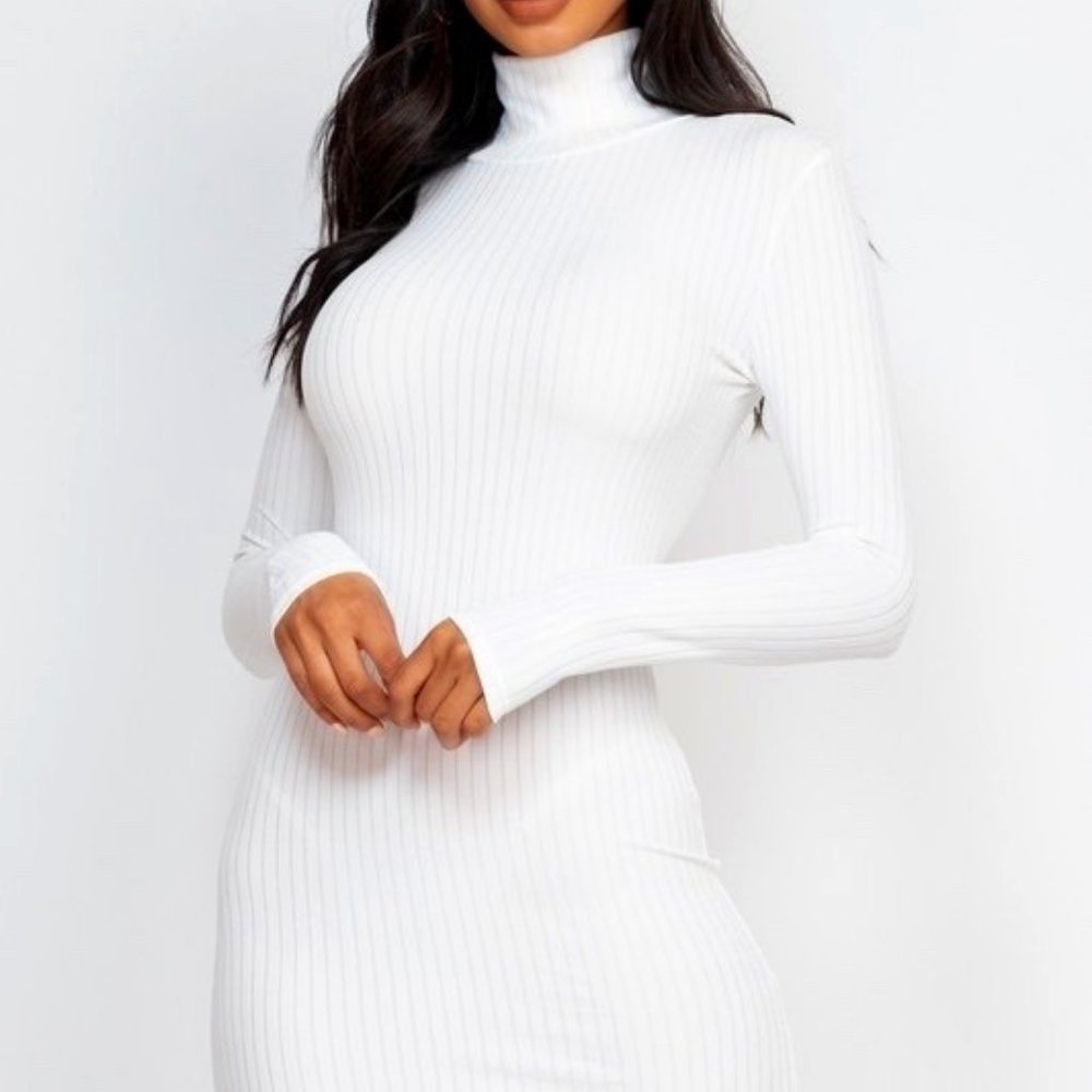 White Ribbed Mini Dress